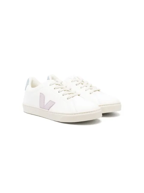VEJA Kids logo-patch low-top leather sneakers