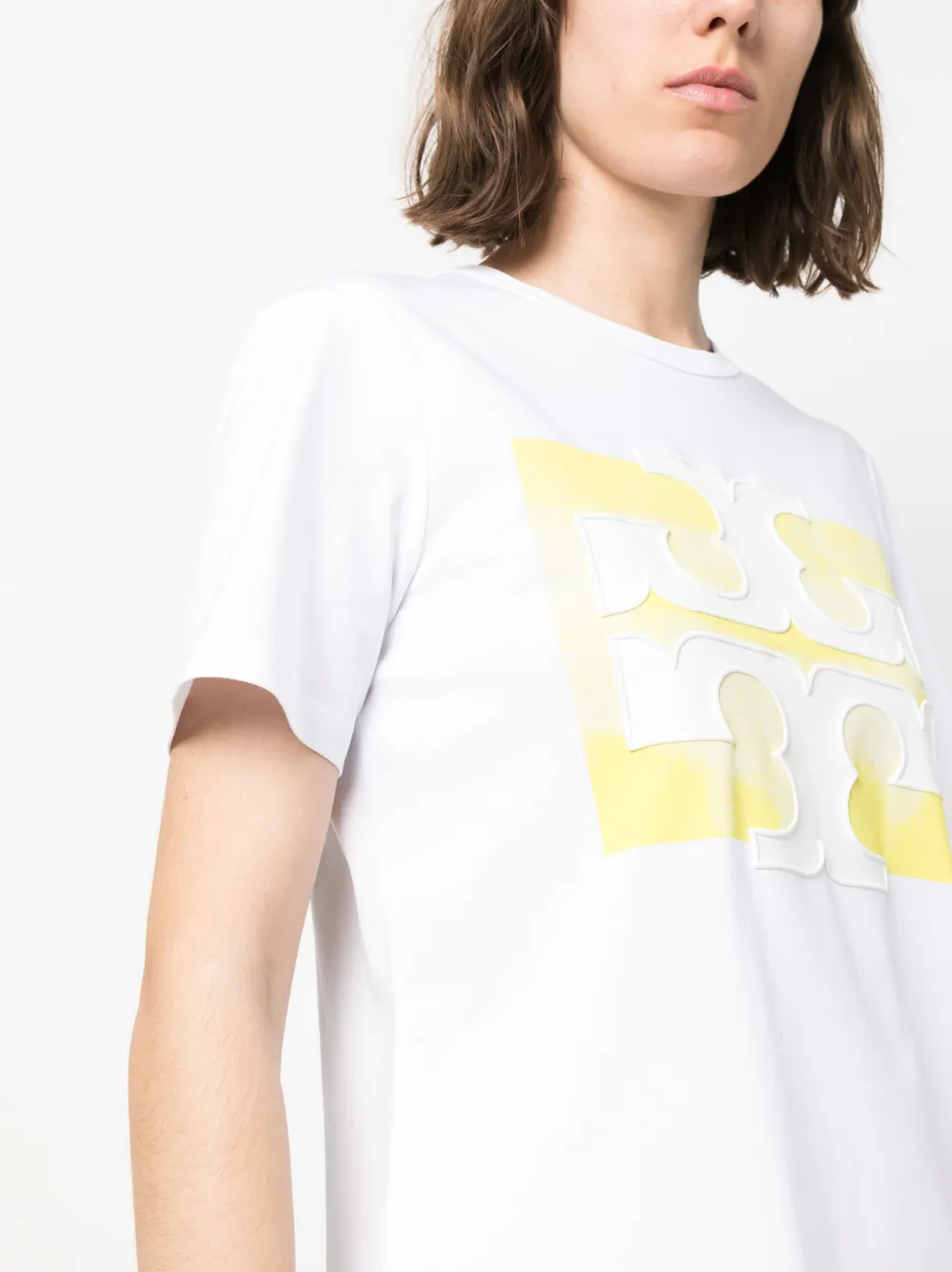 Tory Burch Logo-patch Cotton T-shirt In White