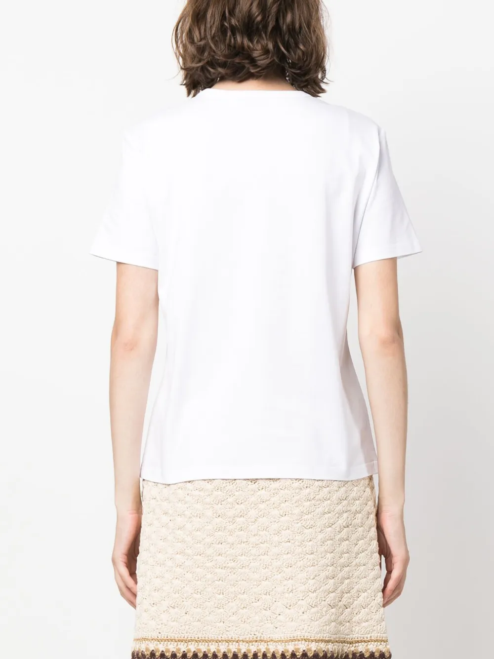 Tory Burch Logo-patch Cotton T-shirt In White