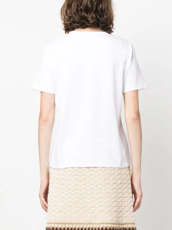 Tory Burch logo-patch Cotton T-shirt | White | FARFETCH