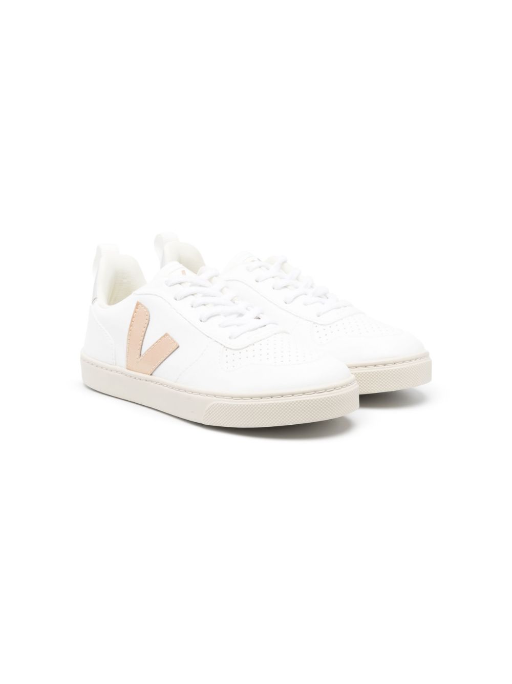 VEJA Kids logo-patch low-top leather sneakers - White