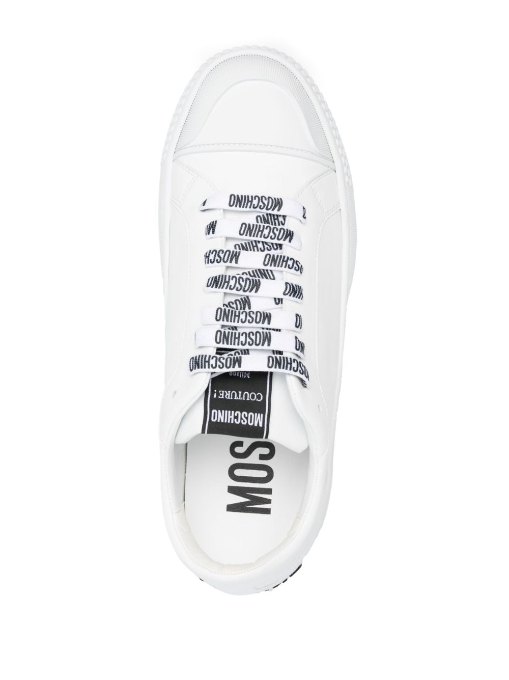 Shop Moschino Logo-debossed Low-top Sneakers In White