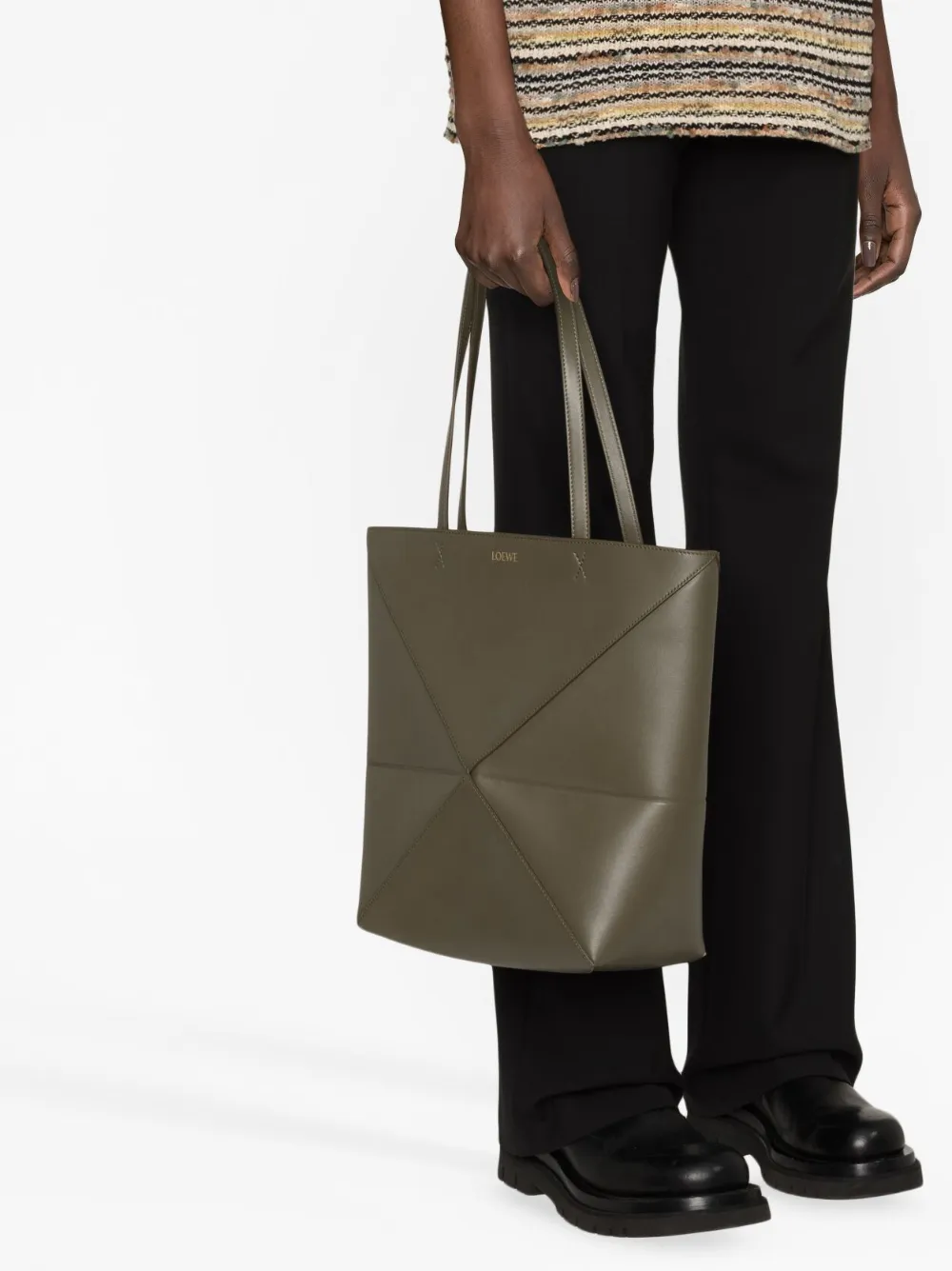 Loewe Medium Puzzle Fold Tote Bag In Green