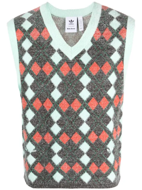 adidas x Wales Bonner argyle-check knitted vest