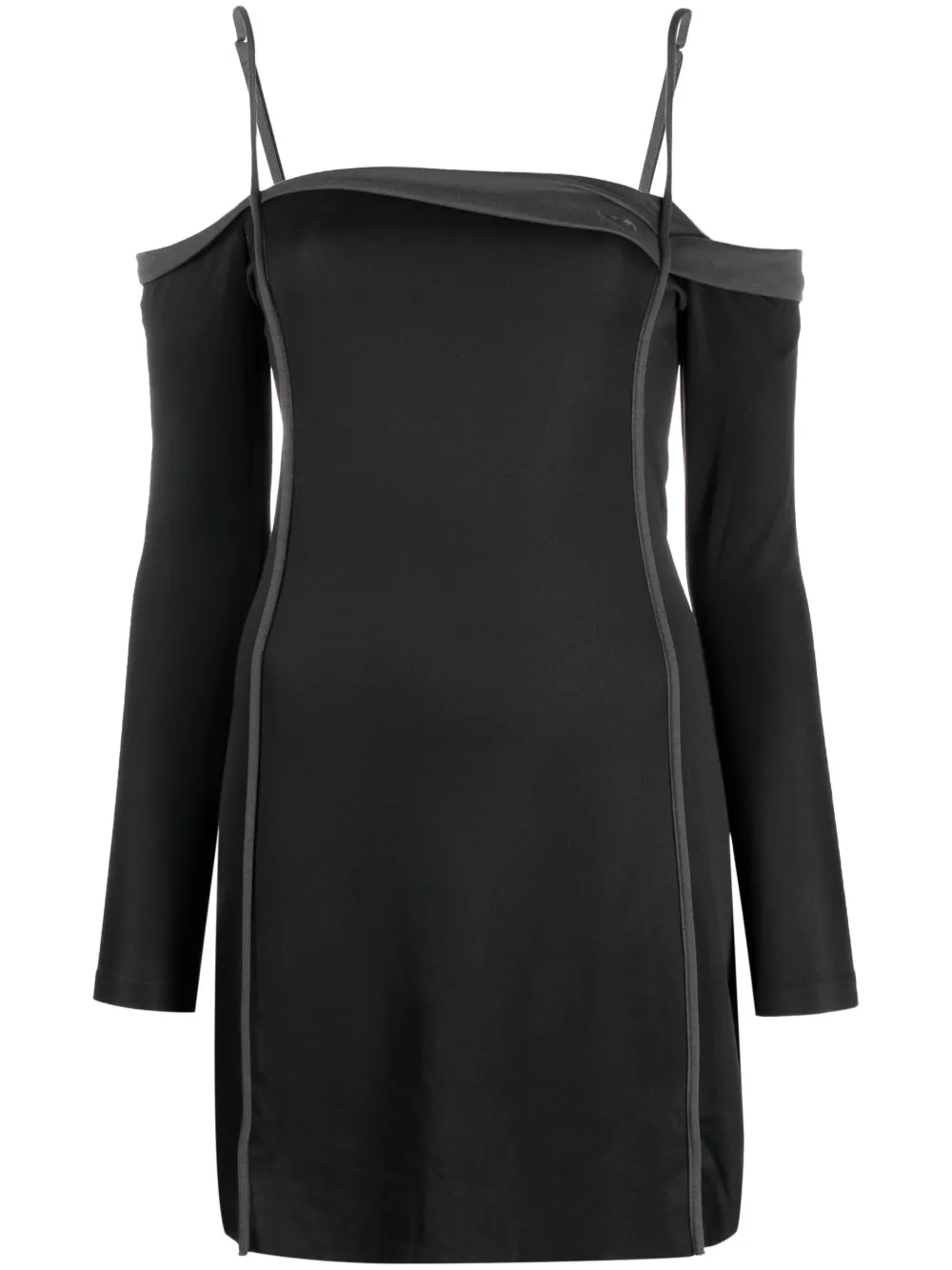 Diesel Logo-embroidered Drop-shoulder Minidress In Schwarz