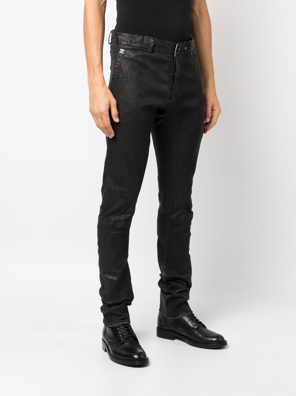 Shop Isaac Sellam Experience Low-rise Button-up Leather Trousers In Black