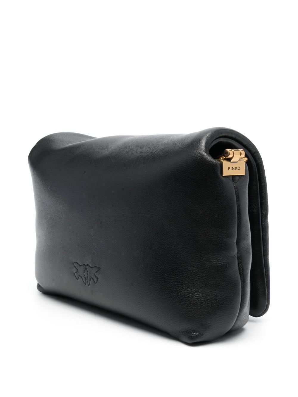 Shop Pinko Love Click Puff Leather Shoulder Bag In Black