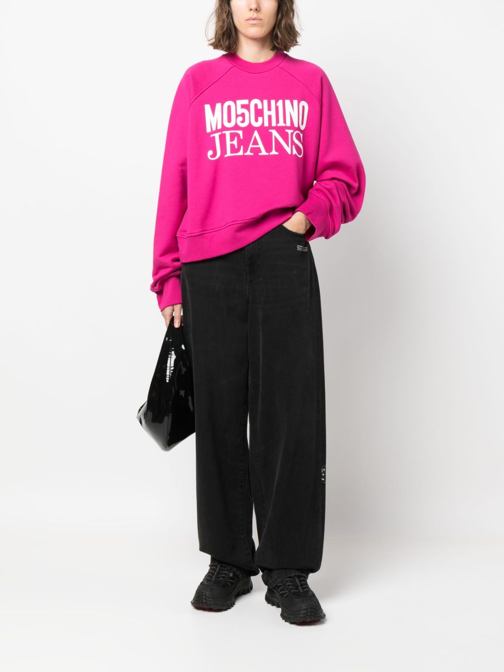 Moschino logo-print cotton sweatshirt - Roze