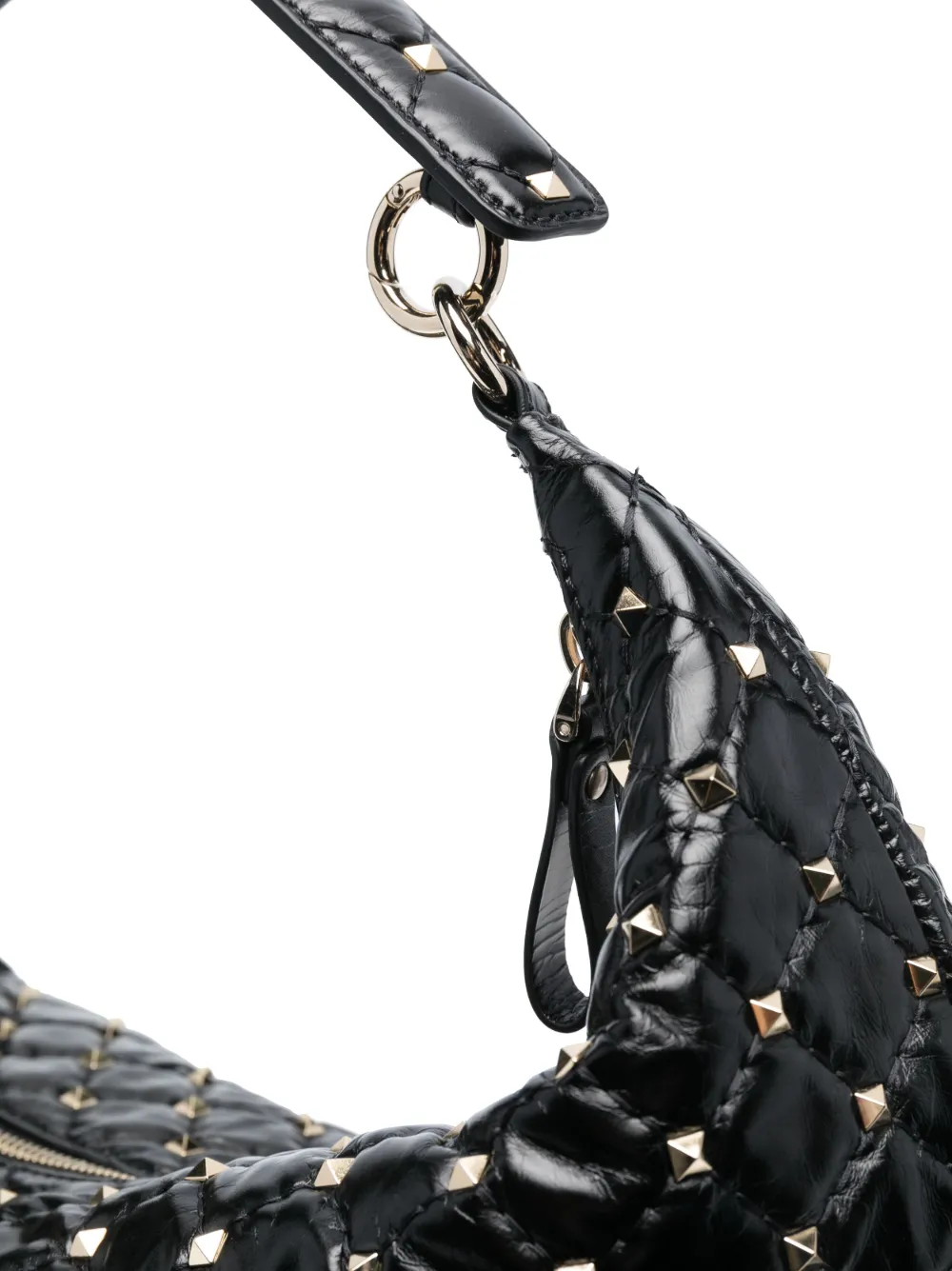 Shop Valentino Rockstud Spike Shoulder Bag In Black