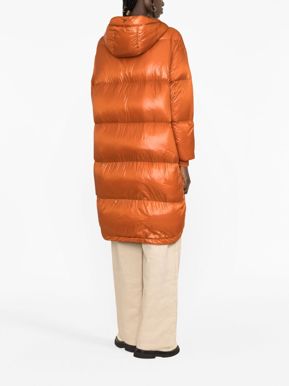 Shop Herno Padded Zip-up Hooded Coat In Orange