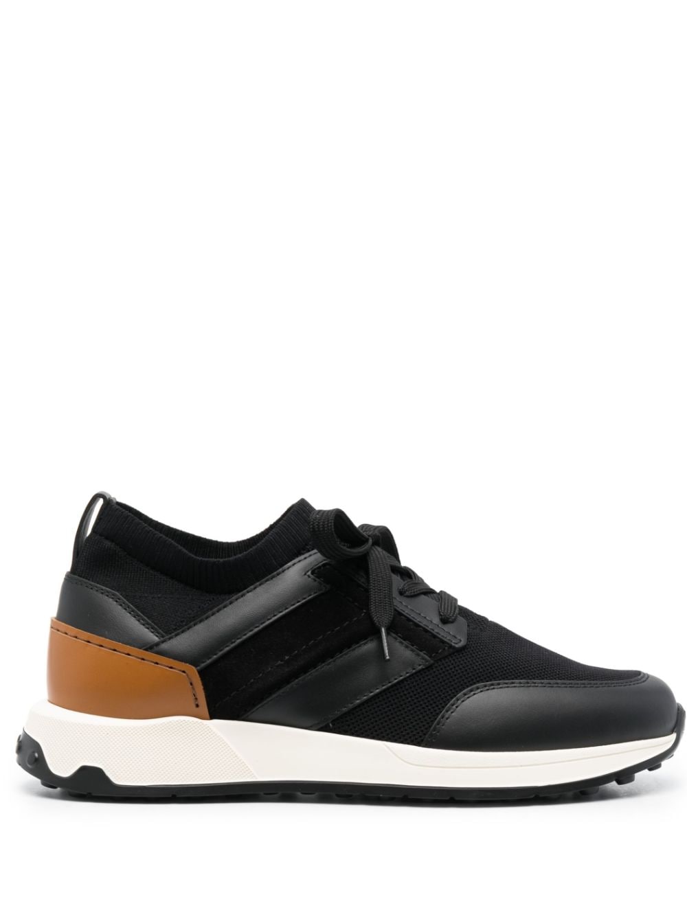 Shop Tod's Panelled Low-top Sneakers In 黑色