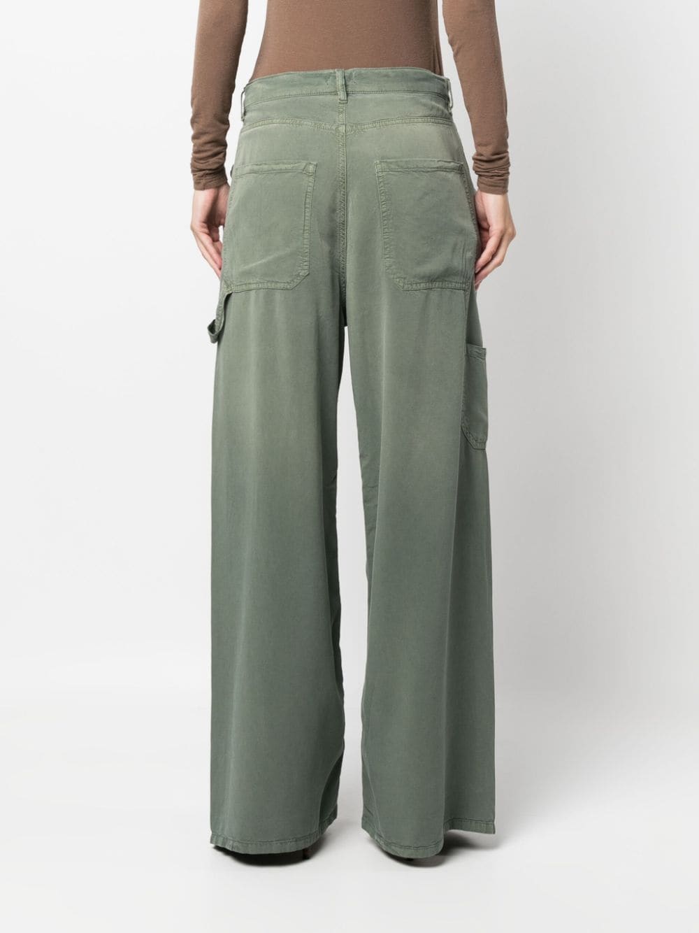 Shop Pinko Oslo Faded-effect Wide-leg Trousers In Green