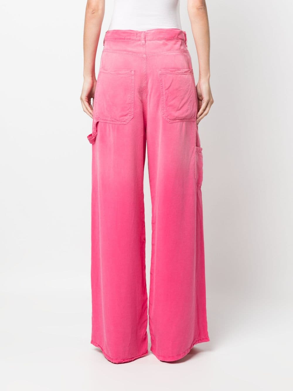 Shop Pinko Oslo Faded-effect Wide-leg Trousers In Pink