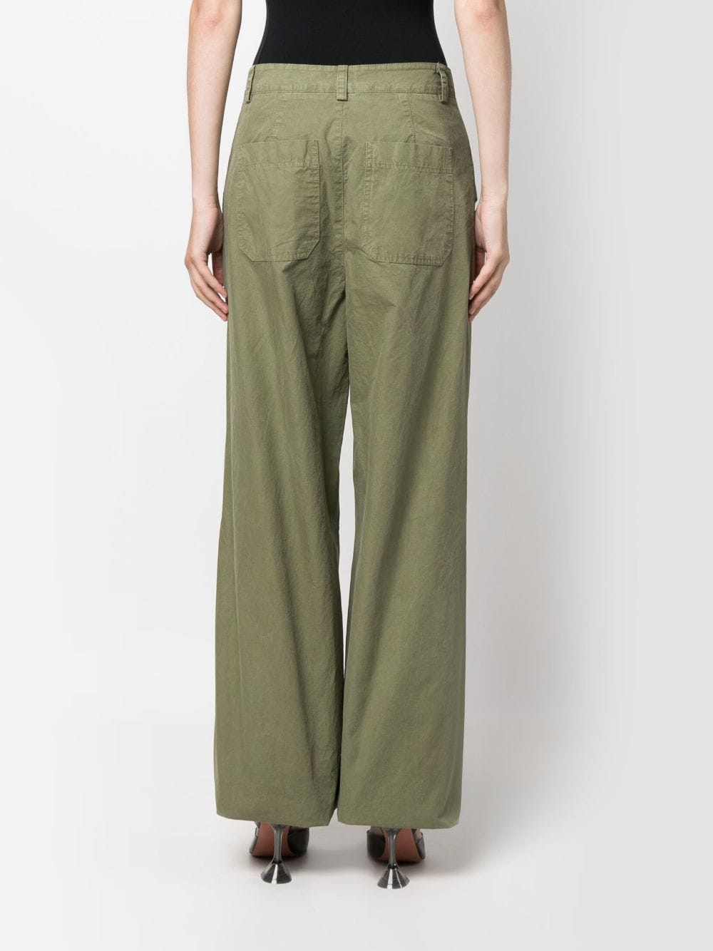 Shop Pinko Mid-rise Cotton Cargo Pants In Green