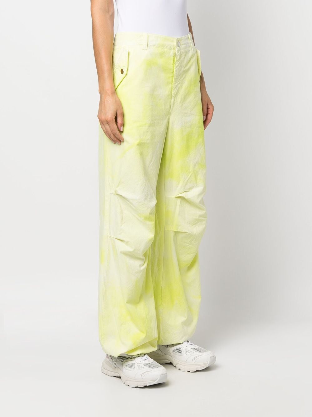 Shop Pinko Mid-rise Cotton Cargo Pants In Yellow