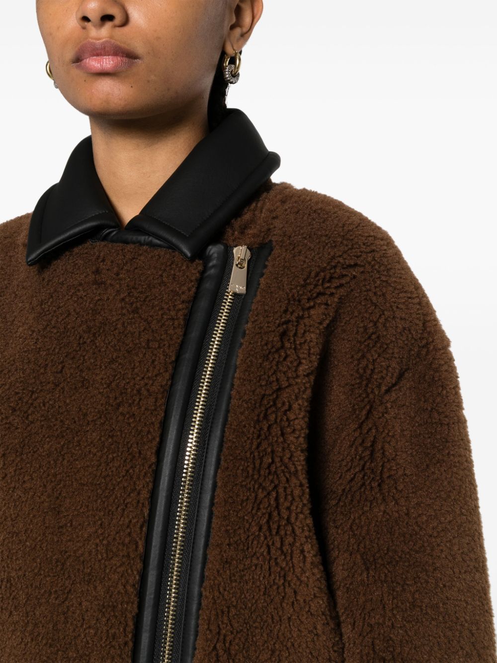 Shop Pinko Faux-shearling Jacket In Brown