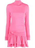 Blumarine floral-appliqué ruffled minidress - Pink
