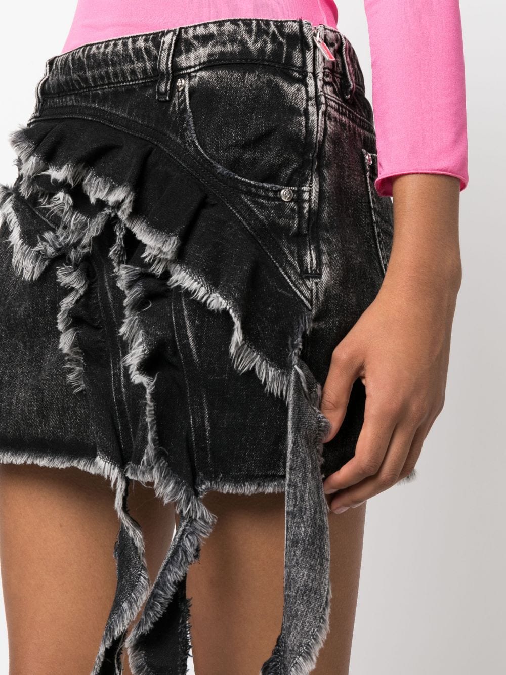 Shop Blumarine Draped-detail Denim Skirt In Schwarz