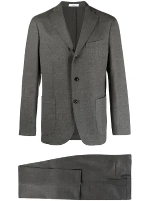 Emporio Armani single-breasted Virgin Wool Suit | Grey | FARFETCH