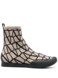 Valentino Garavani Toile Iconographe sock boots - Neutrals