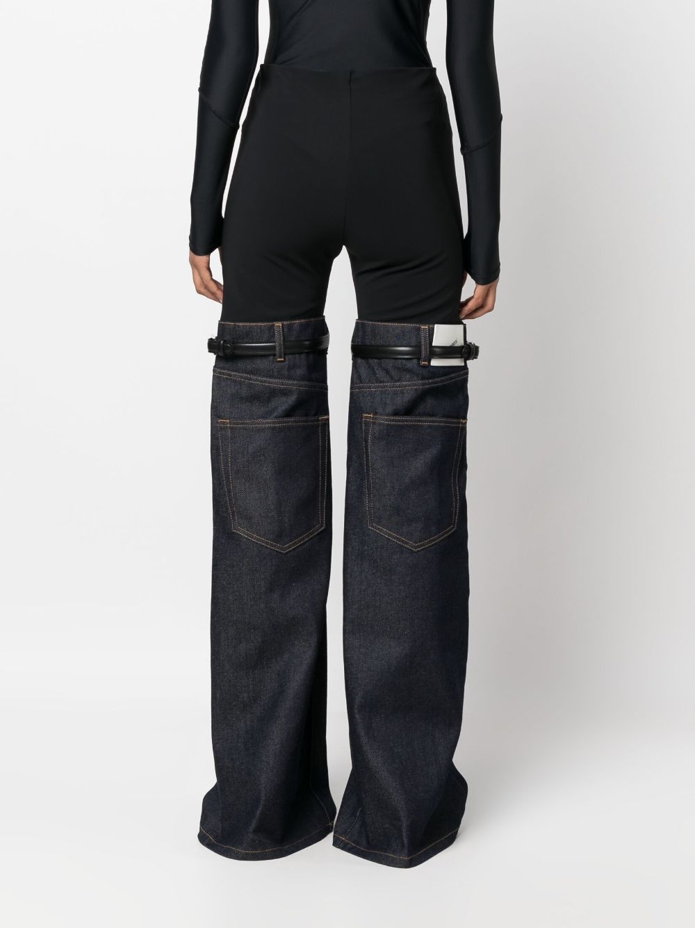 Shop Coperni Hybrid Denim Flare Trousers In Black