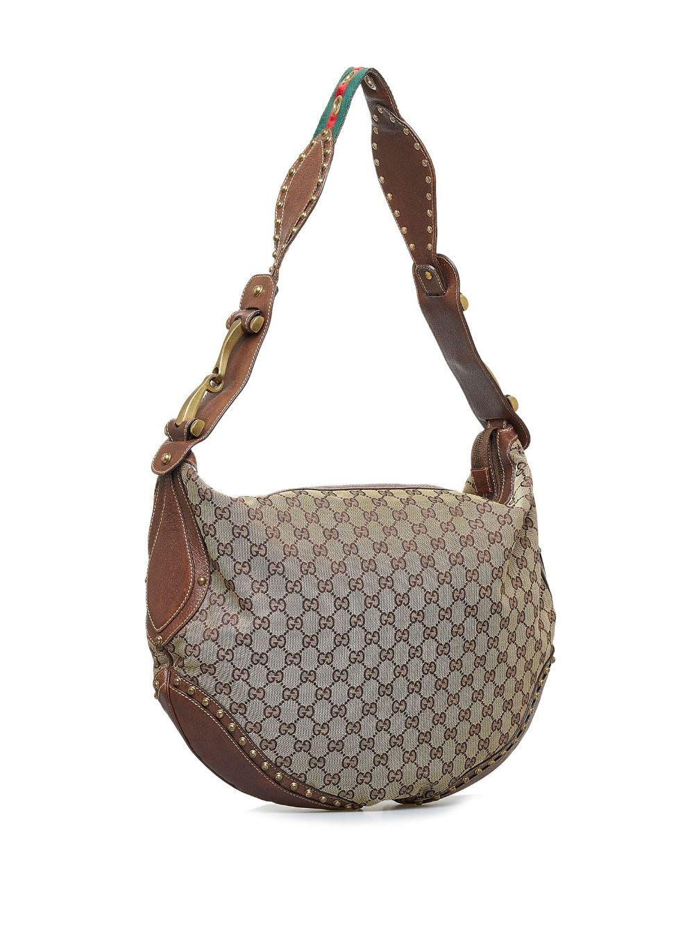Gucci Pre-Owned GG-canvas Pelham Studded Hobo shoulder bag - Bruin