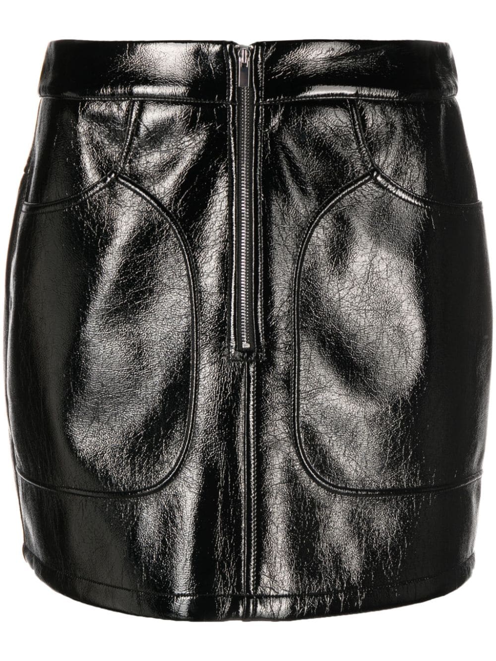 Maje Patent-leather Miniskirt In Black