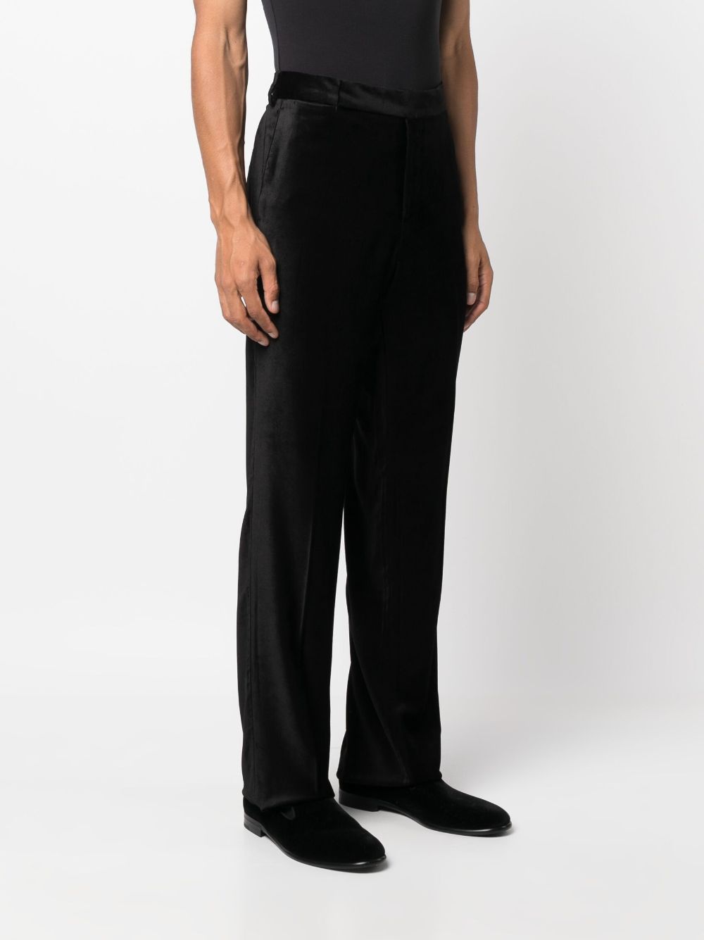 Shop Lardini Velvet Straight-leg Trousers In Black