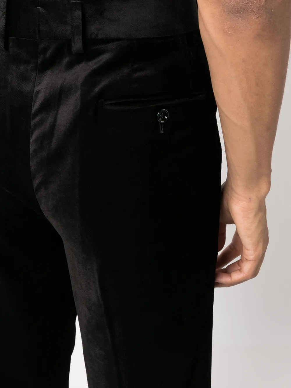 Shop Lardini Velvet Straight-leg Trousers In Black