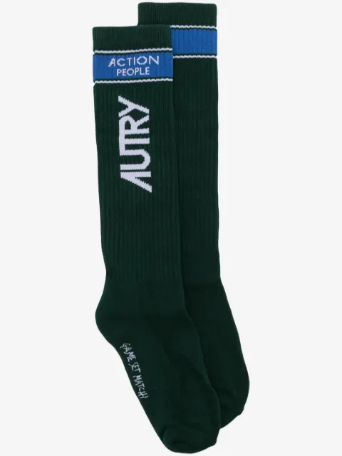 Autry logo-intarsia knitted socks
