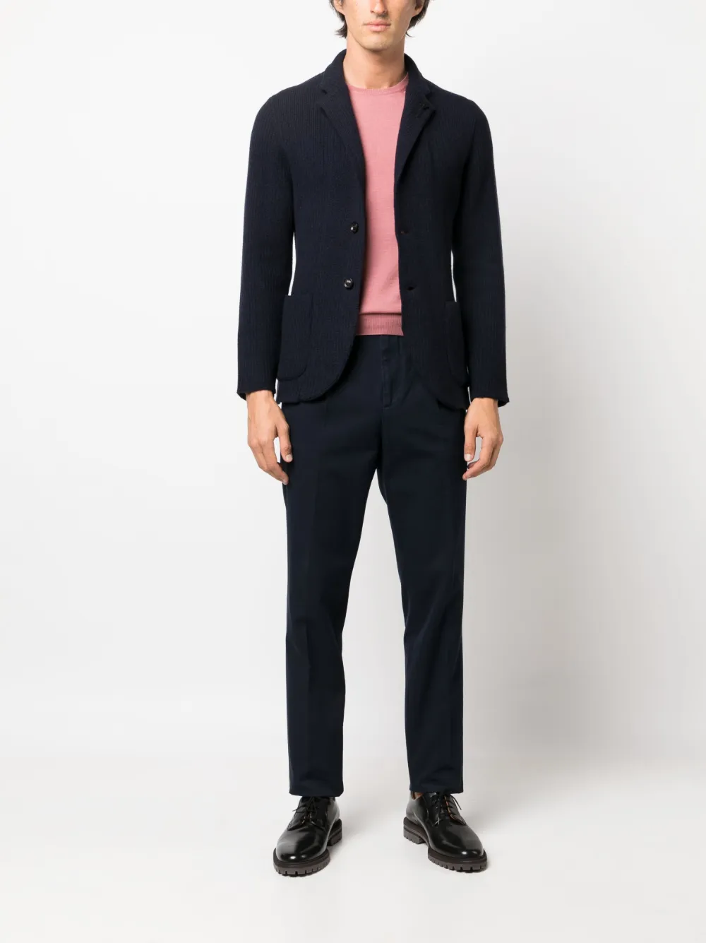 Lardini single-breasted knitted cashmere blazer - Blauw
