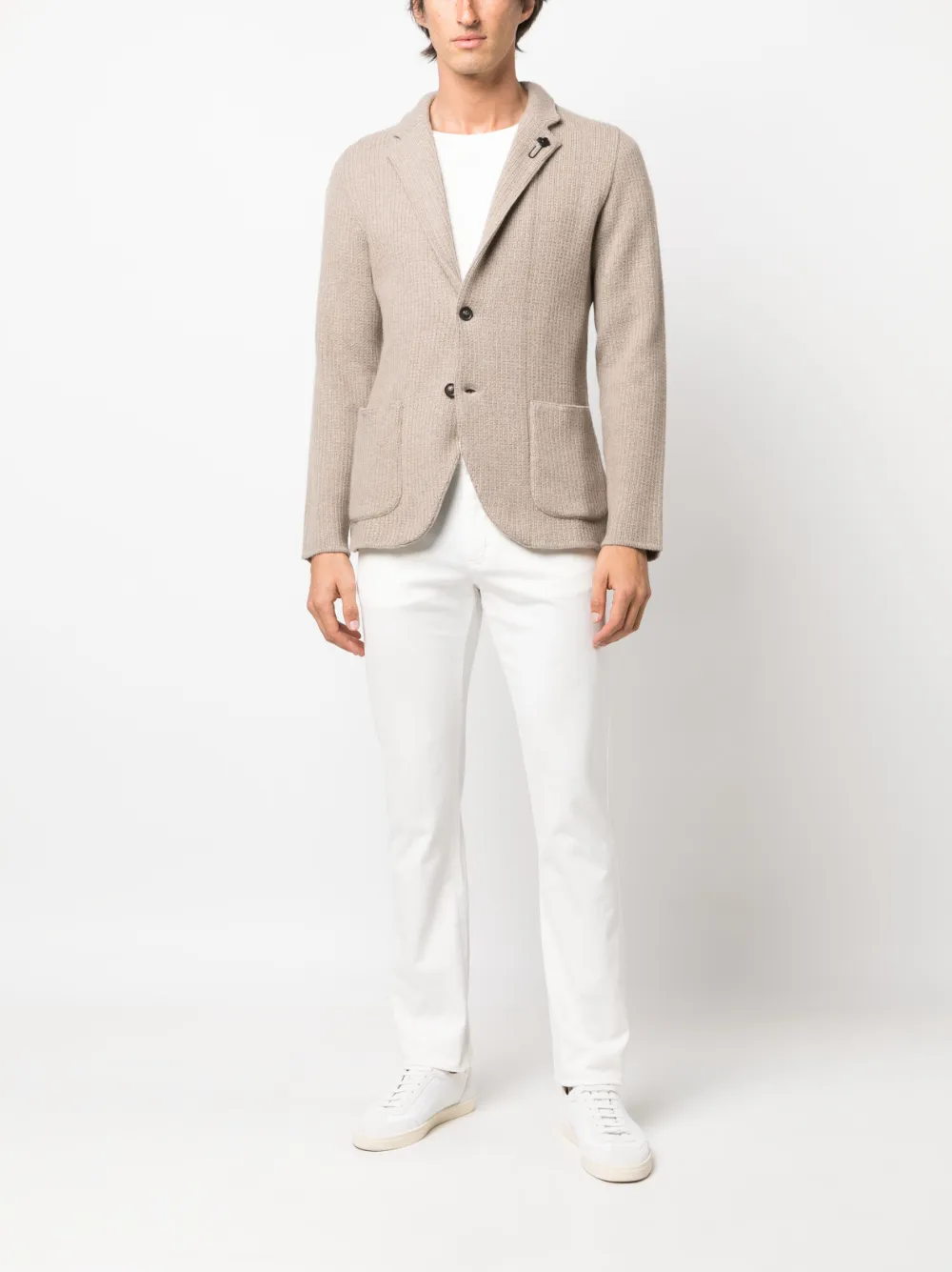 Lardini single-breasted knitted cashmere blazer - Beige