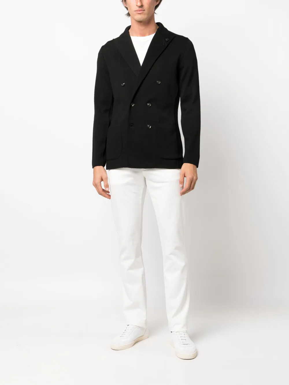 Lardini peak-lapel double-breasted blazer - Zwart