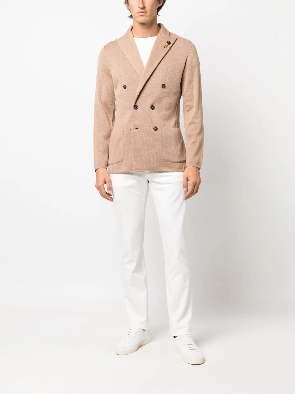 Lardini peak-lapel double-breasted blazer - Beige
