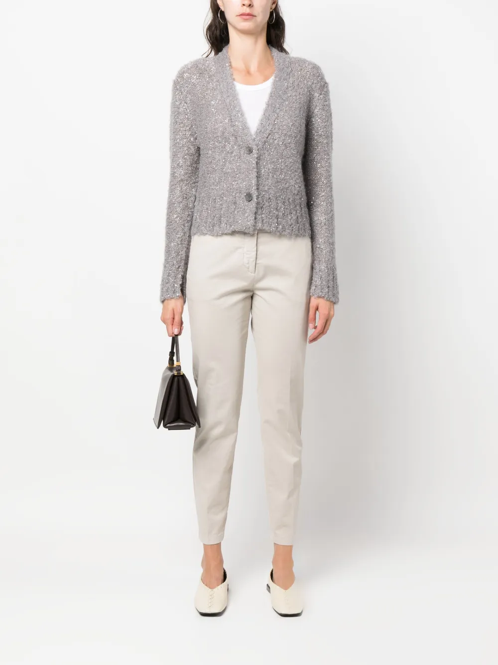 Fabiana Filippi sequin-embellished knitted cardigan - Grijs