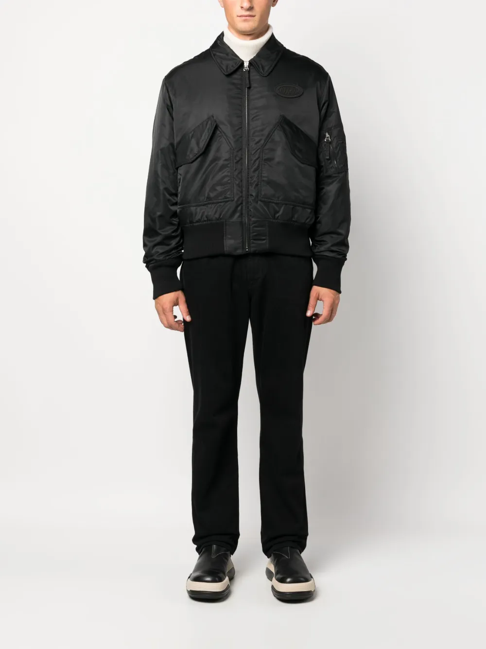 Moschino Bomberjack met logopatch - Zwart