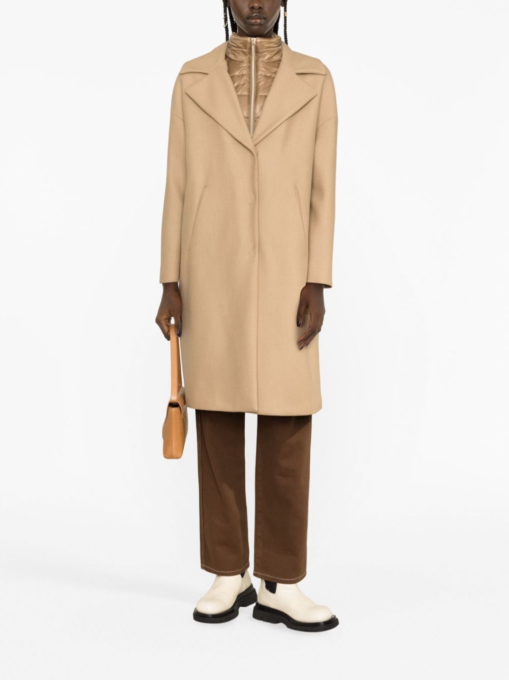 Shop Herno Padded-collar Single-breasted Coat In Neutrals