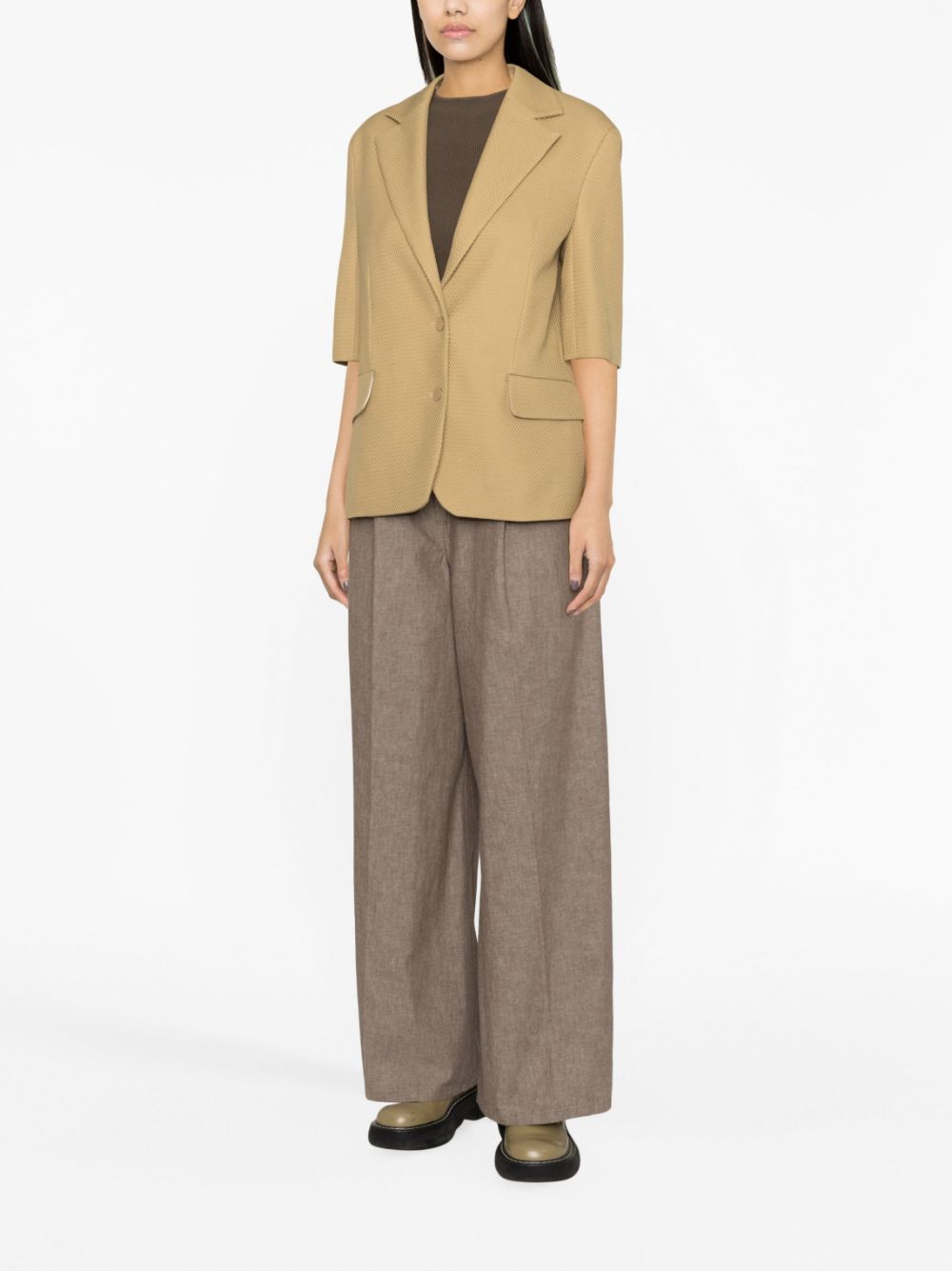 REMAIN single-breasted cotton blazer - Beige