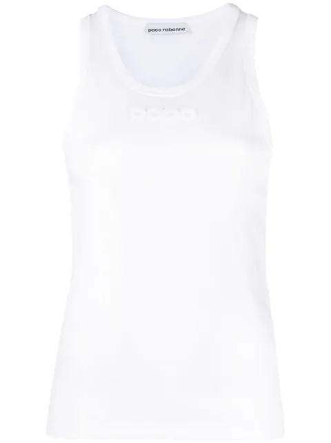 Rabanne logo-embossed cotton tank top