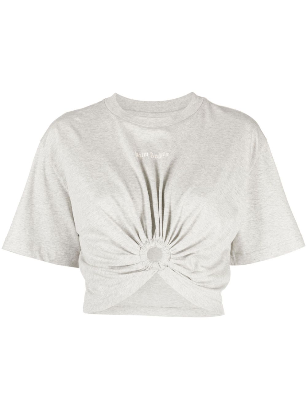 Palm Angels Mel Logo-print Cut-out T-shirt In Grey