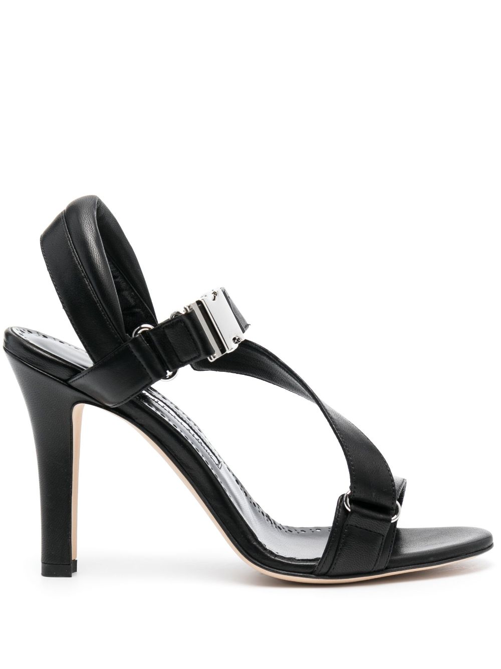 Manolo Blahnik Puxan 95mm leather sandals – Black