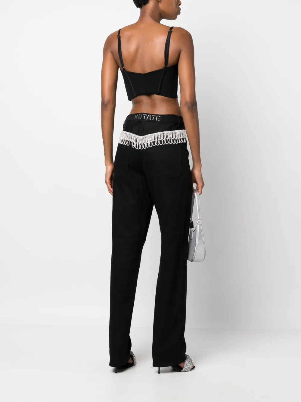 ROTATE crystal-embellished straight-leg trousers - Zwart
