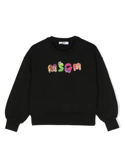 MSGM Kids logo-embellished cotton sweatshirt