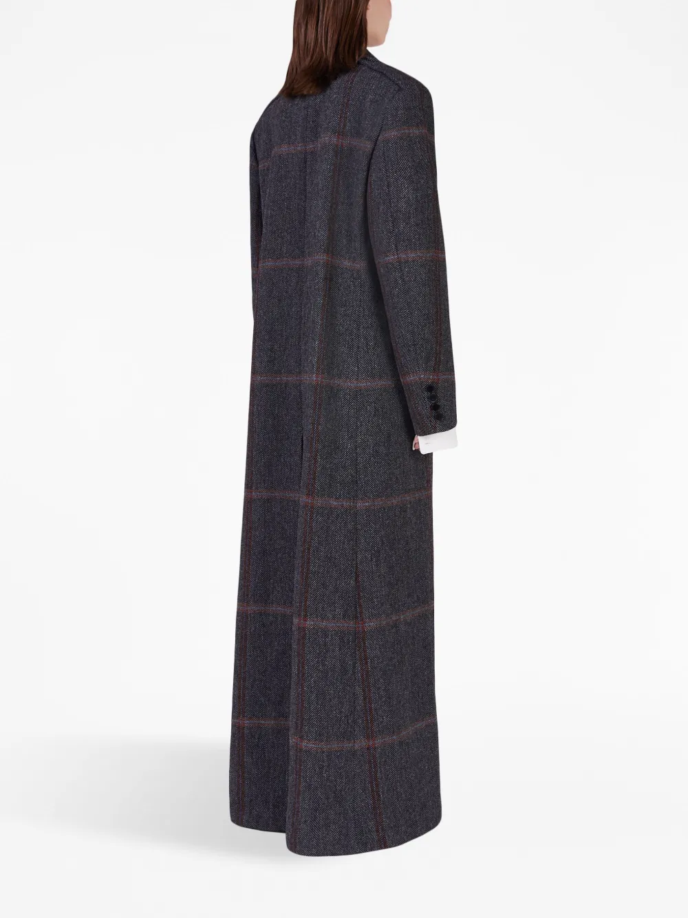 Shop Stella Mccartney Plaid-check Wool Maxi Coat In Grau