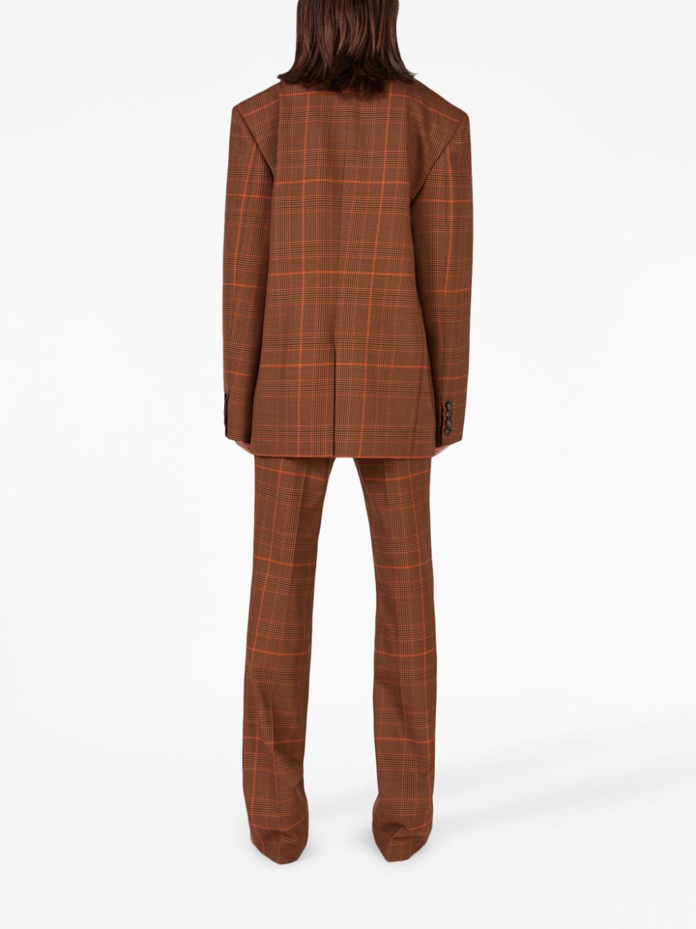 Shop Stella Mccartney Prince Of Wales Check-pattern Wool Blazer In Braun