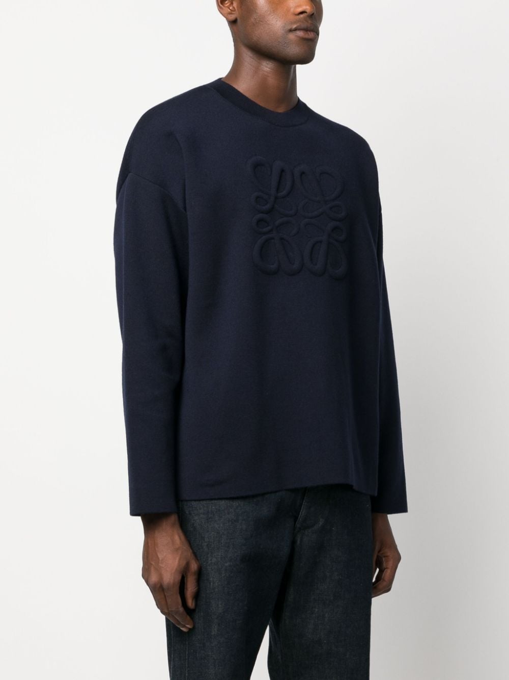 Shop Loewe Anagram-embossed Wool Jumper In Blue