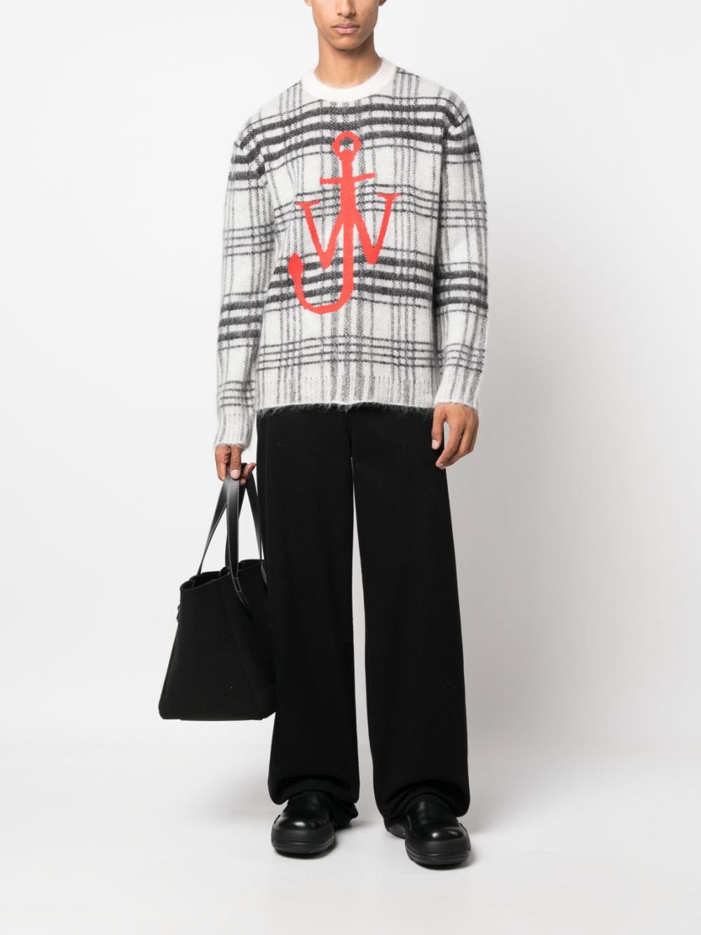 JW Anderson logo-print intarsia-knit jumper - Zwart