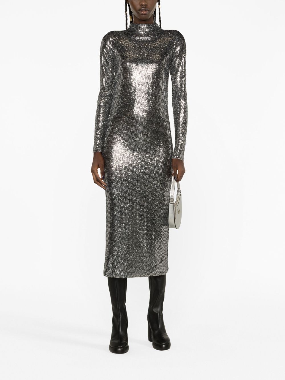 Maje Midi-jurk verfraaid met pailletten - Zilver