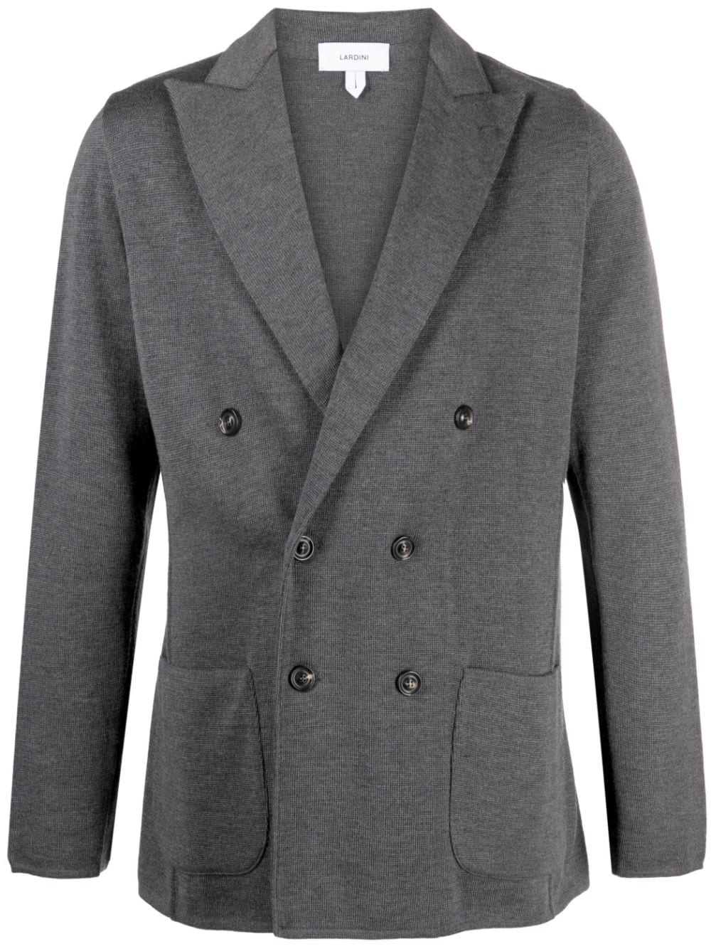 Shop Lardini Double-breasted Wool Blazer In Grey