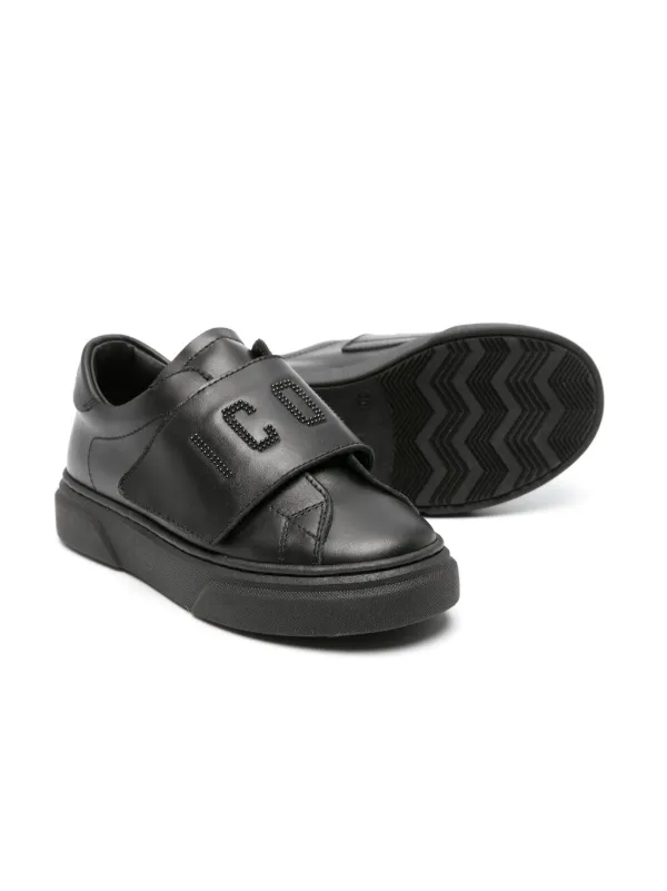 Kids black outlet leather trainers
